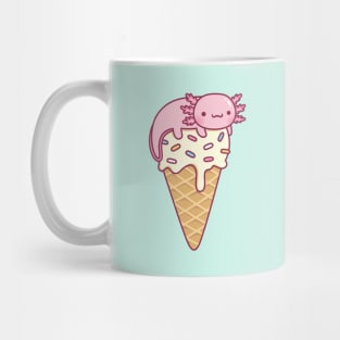 Cute Axolotl On Vanilla Ice Cream Cone Funny Mug